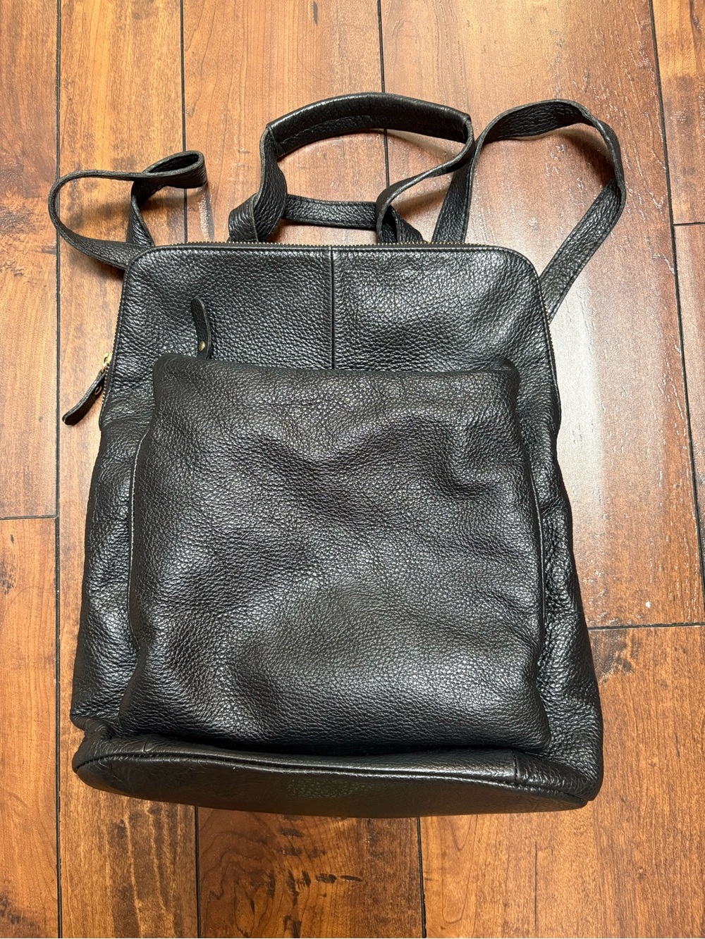 L.CREDI Black Pebble Leather Convertible Backpack Shoulder Bag Made in Italy - Picture 4 of 10